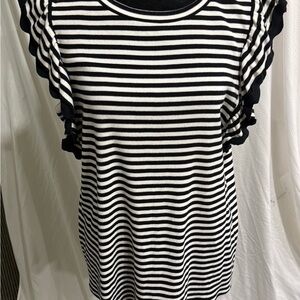 Black and White Striped Women's Top